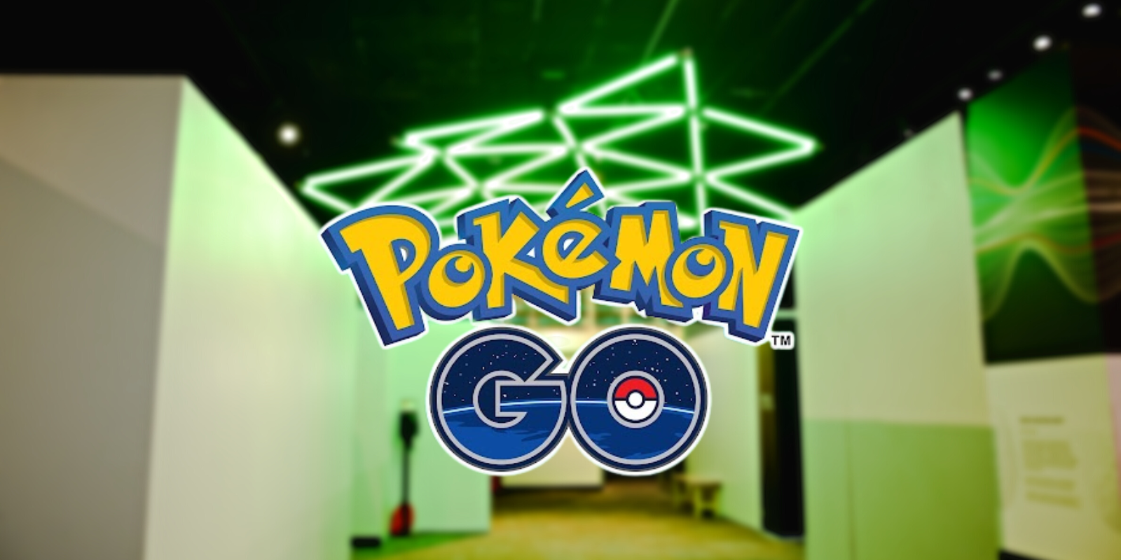 Pokemon Go logo in front of a neon light instillation at the Fleet Science center