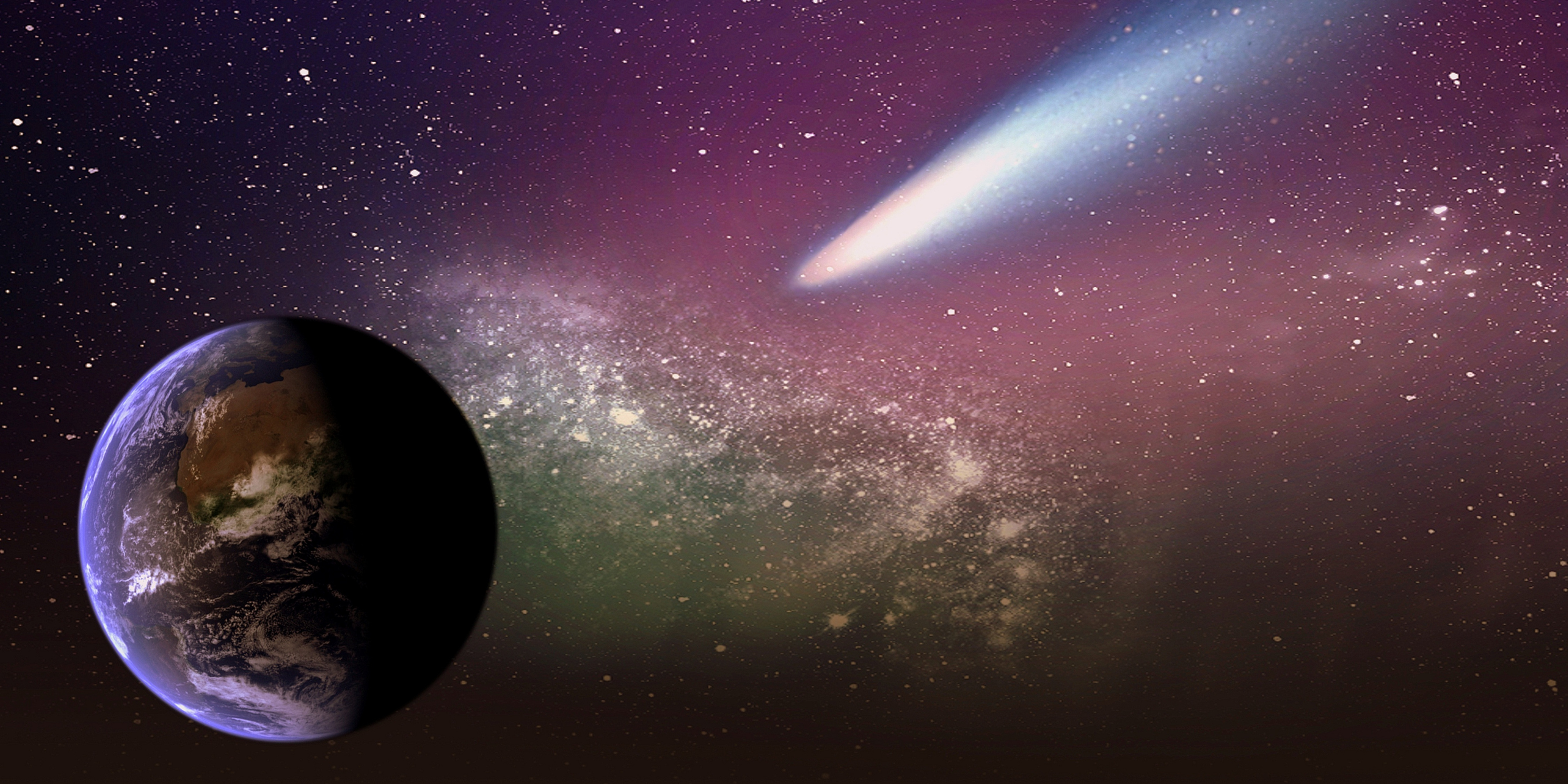 Artists concept of a comet that may have brought nitrogen and water to Earth.