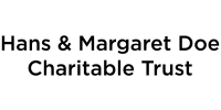 A black and white text image of the words 'Hans & Margaret Doe Charitable Trust' sponsor logo