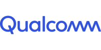 A blue Qualcomm logo sponsor logo
