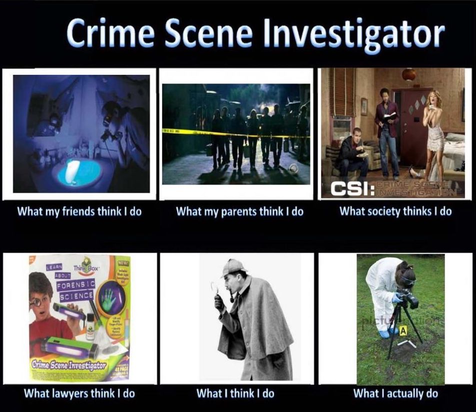 A CSI example of the “What I Do” meme.