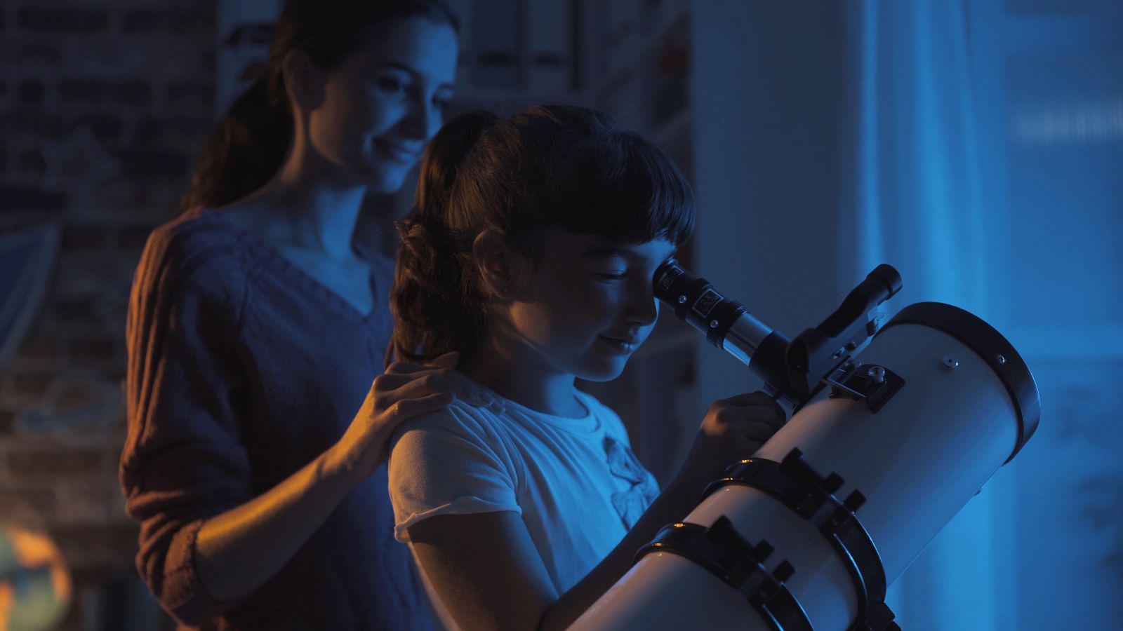 Stargazing Mother and Daughter