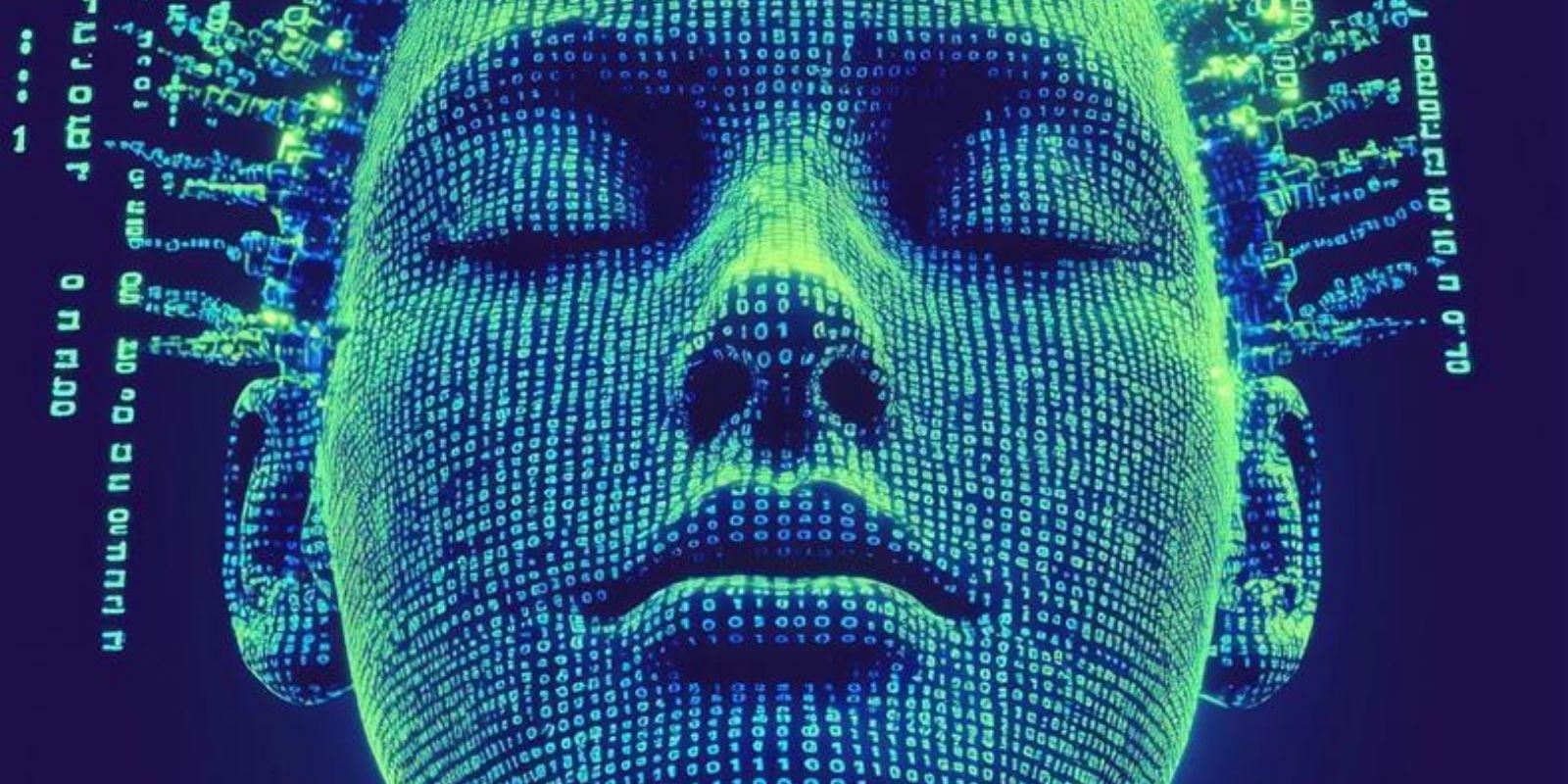Digital image of a face represented through computer code