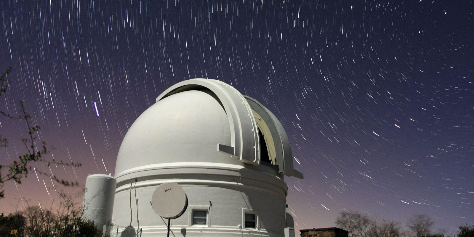 Palomar Mountain dome telescope at night
