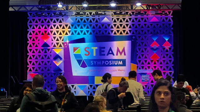 Photo of a stage of the California STEAM Symposium