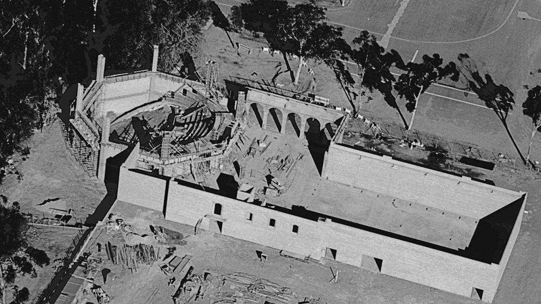 Aerial shot of the 1970s construction of the Fleet building