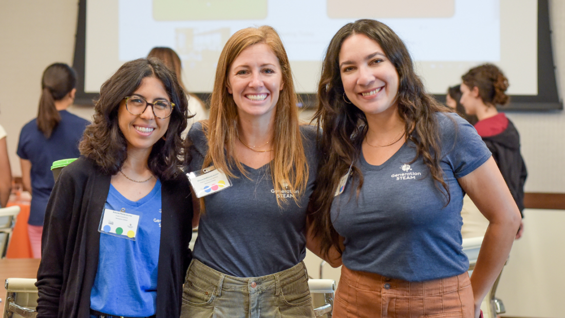 Two BE WiSE alumnae and a student posing for a photo.