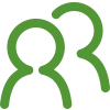A green icon of the top half of two people outlines