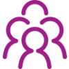 A purple icon of the top halves of people outlines