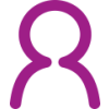 A purple icon of the top half of a person outline