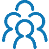 Blue icon of a group of four people