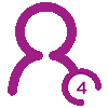 A purple outlined icon of a cartoon person shape with a bubble in the bottom right shoulder area that has the number 4 in it.