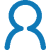 A blue icon of the top half of a person outline