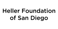 Black stacked text that reads Heller Foundation of San Diego