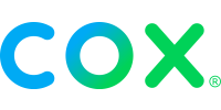 The word COX in rounded lettering that has a blue C a blue green O and a green X and a small green copyright symbol.