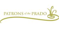 Patrons of the Prado written in gold with a stylized water fountain icon at the end with a swash of gold under the words