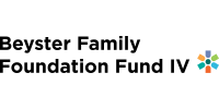 In black are the words Beyster Family Foundation Fund IV with a multi color burst shape at the end of the words on the right.
