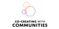 A logo with there with three hexagons, yellow, purple and pink with Co-Creating with Communities under this mark. sponsor logo