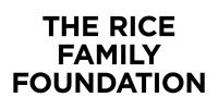 The Rice Family Foundation in black letter on white background sponsor logo