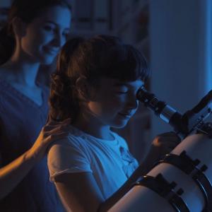 Stargazing Mother and Daughter