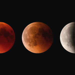 Image depicting 3 stages of a lunar eclipse.