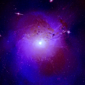 Composite image of the Perseus galaxy cluster using data from NASA’s Chandra X-ray Observatory, ESA’s XMM-Newton and Hitomi, a Japanese-led X-ray telescope. Credits: X-ray: NASA/CXO/Fabian et al.; Radio: Gendron-Marsolais et al.; NRAO/AUI/NSF Optical: NASA, SDSS