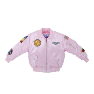Pink jacket with patches