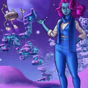 animated character in space pointing at objects