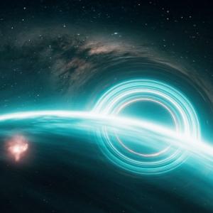 Earth in space with green light around it.