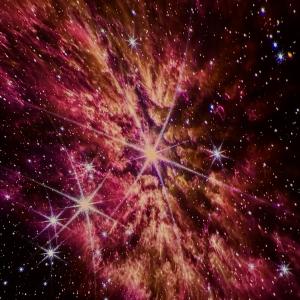 The Wolf-Rayet 124 (WR 124) and its surrounding cloud of cosmic dust, as captured by the James Webb Space Telescope